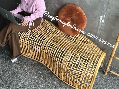 Ghế băng mây uốn caro 0