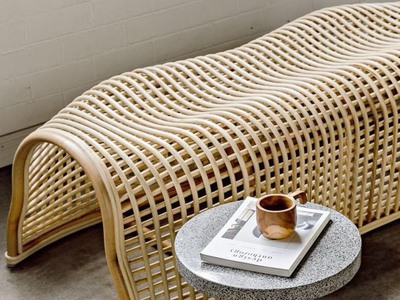 Ghế băng mây uốn caro 1