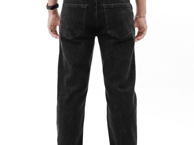 Quần jean ống suông Defoxx đen muối tiêu indigo co giãn nhẹ 4