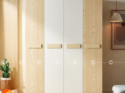 Tủ Quần Áo Gỗ Công Nghiệp MDF Màu Vàng Vân Gỗ 0