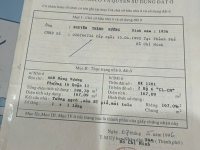 Bán Gấp Đất 2 MT - Vị Trí Vàng Trung Tâm Quận 11 1