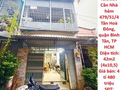 Giá tốt - cần bán nhanh căn nhà hẻm 479/51/4 tân hoà đông, quận bình tân, tp hcm 0