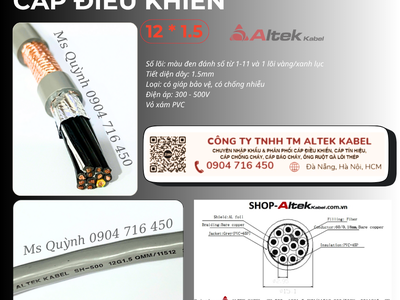 Cáp điều khiển bọc chống nhiễu Altek Kabel 12x1.5mm2 Hà Nội 0