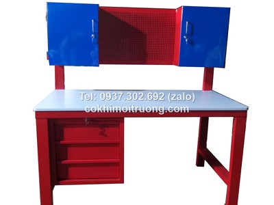 Bàn nguội cơ khí mặt gỗ kết hợp bảng treo, bàn thao tác cơ khí 0