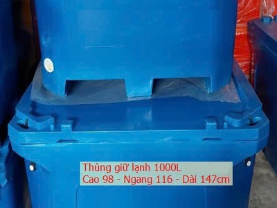 Thùng bảo quản hải sản 600 lít màu xanh cam, dùng bền lâu 2