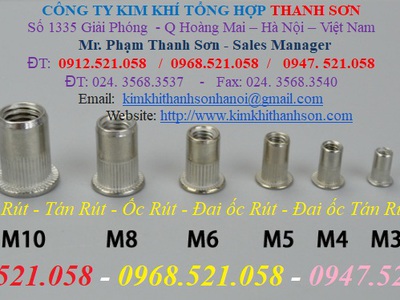 Đai ốc tán rút M3,4,5,6,8,10 Inox,ốc tán rút mạ kẽm 7 mầu 0913521058 Thanh Sơn hà nội có kìm rút ốc 6