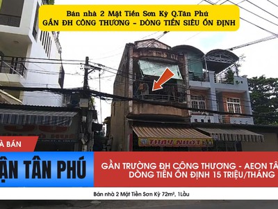 Bán nhà 2 mặt tiền sơn kỳ 72m , 1lầu - gần đh công thương 0