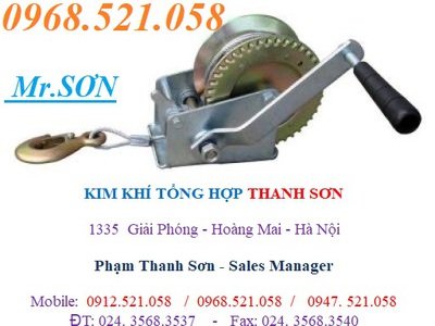 Bộ tời, Hệ tời, tời cáp quay tay mini 272kg tới 1 TON Hà Nội 0912521058 Kim khí THANH SƠN cung ứng 0