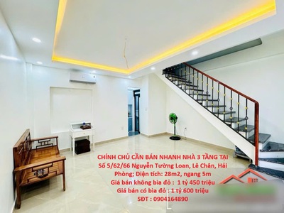 Chính chủ cần bán nhanh nhà 3 tầng tại số 5/62/66 nguyễn tường loan, lê chân, hải phòng 0