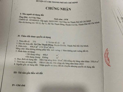 Giá tốt - chính chủ cần bán nhanh lô đất mặt tiền đẹp vị trí tại huyện củ chi , tp hcm 3