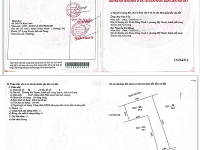 Bán 54m2 đất nền tặng nhà tại phường mỹ phước, thành phố long xuyên, tỉnh an giang 0