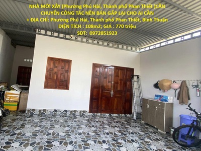 Nhà mới xây  phường phú hài, thành phố phan thiết  cần chuyển công tác nên bán gấp lại cho ai cần 0