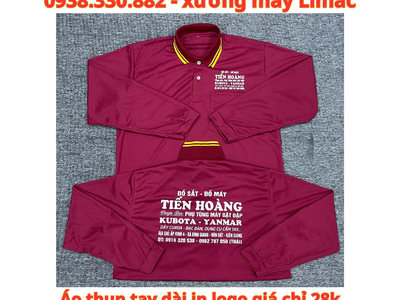 Cơ sở sản xuất Áo Thun Tay Dài Đỏ Đô In Logo Đồ Sắt Đồ May Tiến Hàng 2