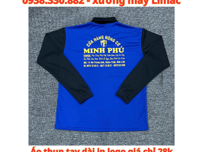 Xưởng in Áo Thun Tay Dài Xanh Bích Phối Đen Cửa Hàng Nông Cơ Minh Phú 0
