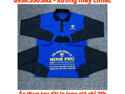 Xưởng in Áo Thun Tay Dài Xanh Bích Phối Đen Cửa Hàng Nông Cơ Minh Phú 2