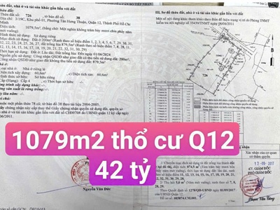 Lô đất khủng long  20x52  ngay kdc an sương, p.tân hưng thuận, q12 giá siêu đầu tư 0