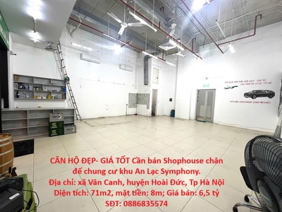 Căn hộ đẹp- giá tốt cần bán shophouse chân đế chung cư khu an lạc symphony. 0