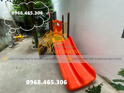 Cầu trượt máng đôi trẻ em, cầu trượt trẻ em 2 máng nhựa 1