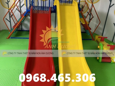 Cầu trượt máng đôi trẻ em, cầu trượt trẻ em 2 máng nhựa 3