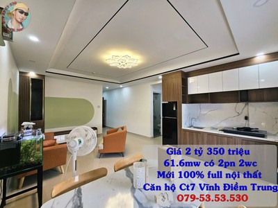 Căn hộ ct7 vinh điềm trung nha trang. có riêng sở hưu lâu dài. 2pn 2 wc. giá chỉ 2 ty 350 chính chủ 0