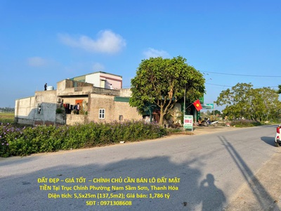 Đất đẹp giá tốt chính chủ cần bán lô đất mặt tiền tại trục chính phường nam sầm sơn, thanh hóa 0
