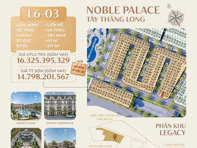 Liền kề l6-03 noble palace, trung tâm, đường 50m, giá cực tốt 0