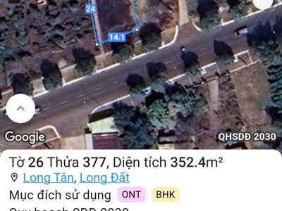 Chủ cần bán lô đất mặt tiền tỉnh lộ 52 -long tân 14 25 2