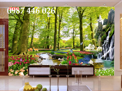 Gạch tranh ốp tường tranh gạch 3d vườn hoa HP98282 7