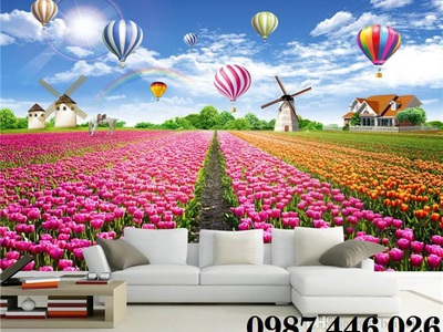 Gạch tranh ốp tường tranh gạch 3d vườn hoa HP98282 2