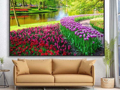 Gạch tranh ốp tường tranh gạch 3d vườn hoa HP98282 3