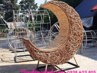Ghế tổ chim mây tre đan chụp hình 1