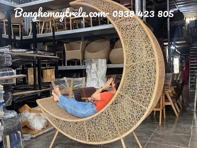 Ghế tổ chim mây tre đan chụp hình 4