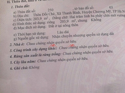 Hàng fo cần bán 203,9m tại thanh bình-chương mỹ-hà nội 2