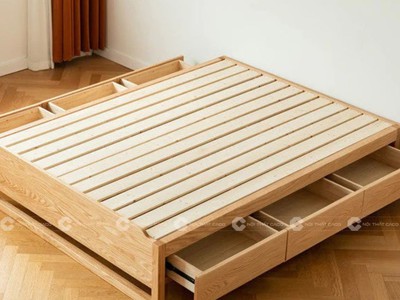Giường Ngủ Gỗ Tự Nhiên Có Hộc Kéo Hiện Đại 2