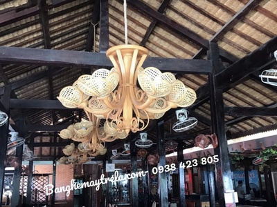 Đèn chùm thả trần mây tre 1
