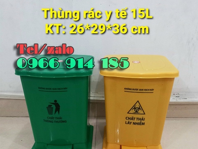 Thùng đựng rác thải y tế 15 lít các màu và có logo phân loại 0
