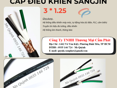 Cáp điều khiển 3 lõi 3 x 1.25 Sangjin Hồ Chí Minh 0