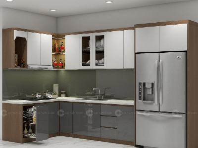Tủ Bếp MDF Phủ Melamine Chữ L Cao Cấp 3