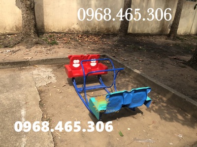 Bập bênh đôi 2 con cá trẻ em, bập bênh composite mầm non 3