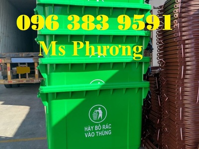 Thùng rác nhựa 660 lít dung tích lớn, nắp kín chắn mùi, giúp giữ vệ sinh môi trường sạch đẹp  0