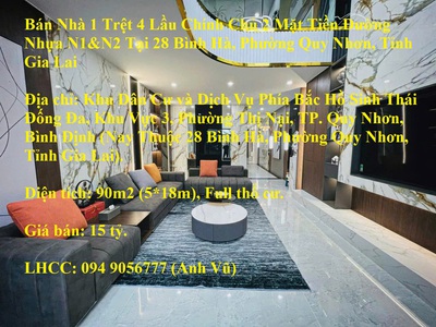 Bán nhà 1 trệt 4 lầu chính chủ 2 mặt tiền đường nhựa n1 n2 tại 28 bình hà, p. quy nhơn, gia lai 0