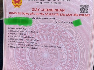 Gấp- siêu rẻ   bán lô đất sào giá chỉ 290 triệu- hớn quản - bình phước 1