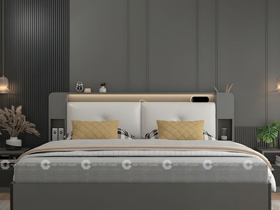 Giường Ngủ Gỗ Công Nghiệp Bọc Nệm Đầu Giường Sang Trọng 1