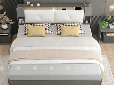Giường Ngủ Gỗ Công Nghiệp Bọc Nệm Đầu Giường Sang Trọng 2