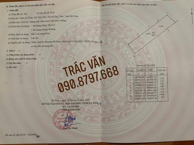 94m   1,78 tỷ đất tại Trác Văn, Duy Tiên 2