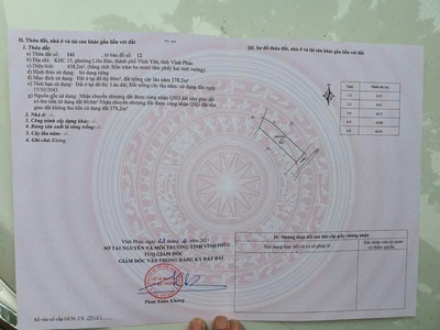 Bán đất trục chính làng bầu Liên Bảo, Vĩnh Yên, Vĩnh Phúc. DT 438m2 giá chỉ 16 triệu/m2 0