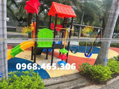 Cầu trượt xích đu mầm non, bộ cầu trượt liên hoàn trẻ em 7