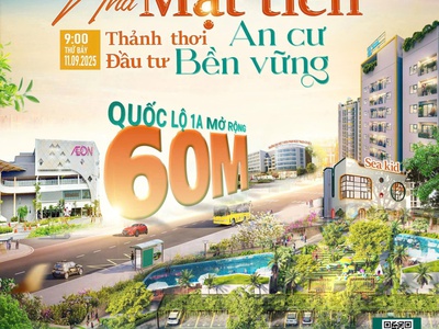 Chỉ 300tr tương đương 20 sở hữu căn hộ diện tích 50m2 ở mặt tiền đường quốc lộ 1a 7