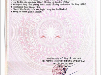 Siêu phẩm 443,8m tại lương sơn-hòa bình 4