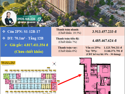 Căn góc 2PN - 70m2 -  Gần sân bay  - Giá từ 1.112 Tỷ sở hữu ngay - Spana Tower 0